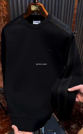 Black Contrast-Stitch Sweatshirt — men's wear at Panchayati Yaar Clothing, Bhopal