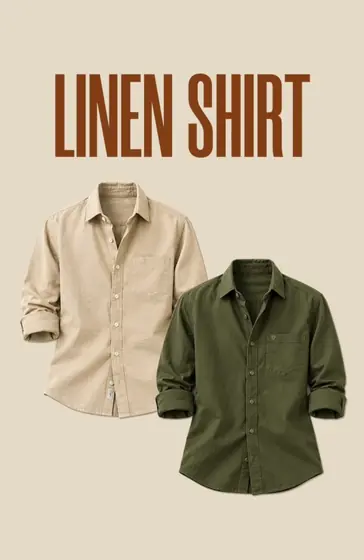 Beige & Olive Linen Shirts — men's wear at Panchayati Yaar Clothing, Bhopal